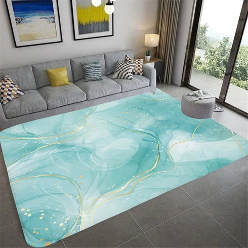 Modern Abstract Marble Area Rug for Living Room and Bedroom Decor