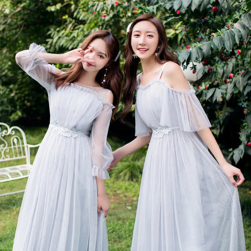 Bridesmaid Dress Elegant Tulle Ankle Length Gown With Elastic Waistband And Appliques Bridesmaid Dresses