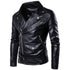 Men's Slim Fit Motorcycle Bomber Leather Jacket with Turn Down Collar and Zipper Pockets for Autumn and Winter Styling