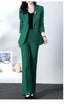 Elegant Women's Blazer Coat and Trousers Suit Set - Stylish Casual Outfit for Office and Autumn Wear with Flare Pants and Slim Fit Design