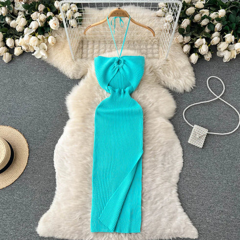 Chic Summer Bodycon Dress for Women - Sexy Split Knitted Style