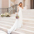 V Neck Long Sleeves Wedding Dresses Open Back Lace Applique A-Line