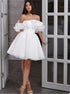 White Mini Wedding Dress For Bride Plus Size A Line Off Shoulder Ruffle Gowns