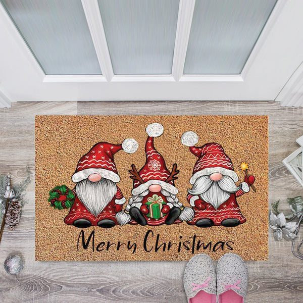 Festive Gnome Christmas Doormat - Holiday Cheer, Non-Slip