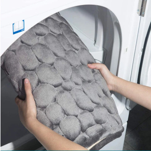 Cobblestone Embossed Non-Slip Bathroom Mat Memory Foam Rug for Shower Room and Bath
