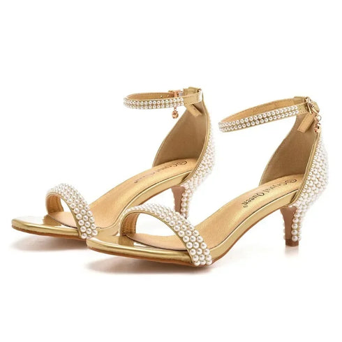 Elegant Beaded Open-Toe Sandals with Thin Heels for Weddings and Parties