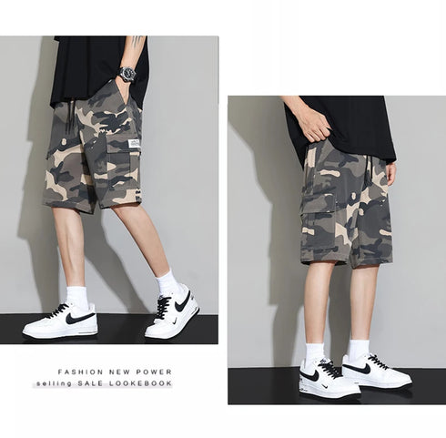 Summer Camouflage Cargo Shorts Men Pocket Casual Outdoor Pants