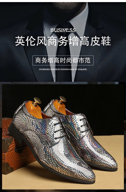 Elegant Patent Leather Derby Shoes for Men – Formal Wedding and Business Office Footwear with Pointed Toe Design, Available in Size 48