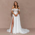 Customized Off Shoulder A-line Lace Illusion Bride Gown Wedding Dresses for Women