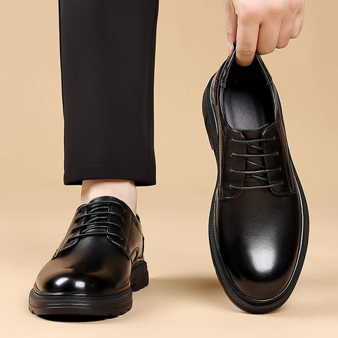 Men's Leather Oxford Shoes for Business and Office Wear Comfortable Slip-Resistant Flats
