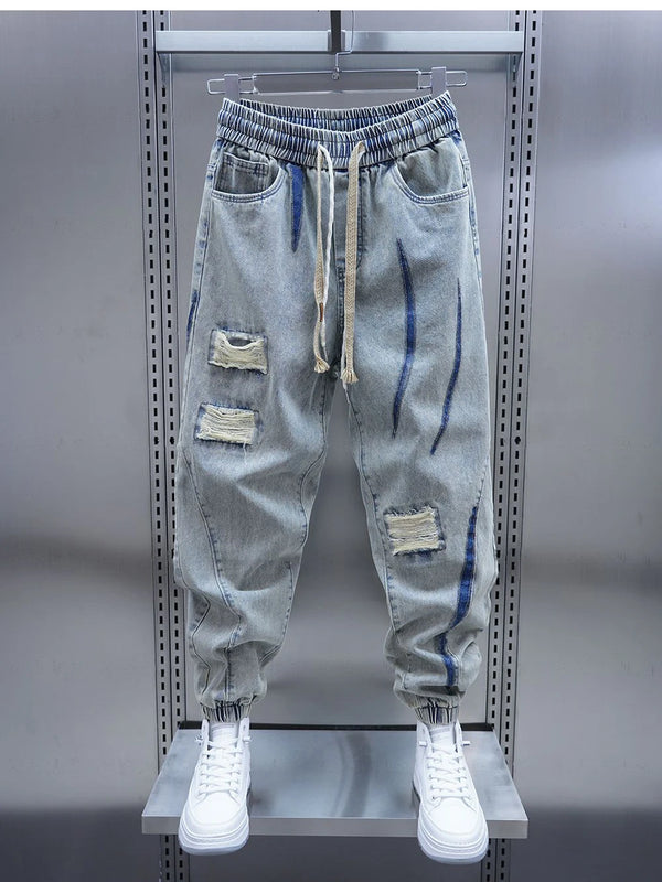 Fashionable Street Jeans Ripped Harem Pants for Men