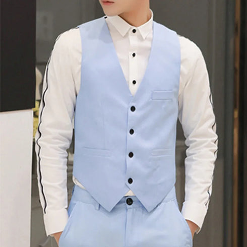Men's Formal V Neck Tuxedo Vest - Tailored Fit Waistcoat for Business Events and Gatherings