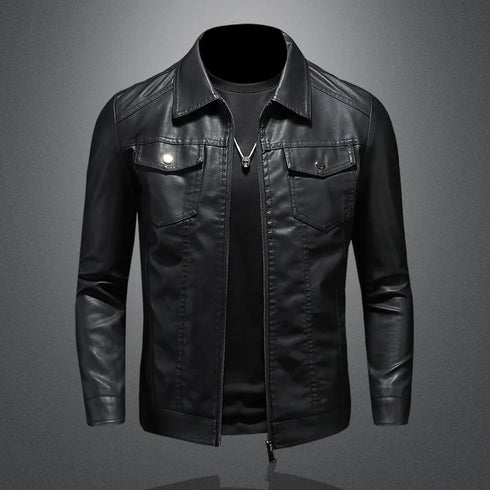 Autumn Oversized Slim Men's Motorcycle Riding Suit - Thickened Waterproof PU Leather Jacket for Casual Wear