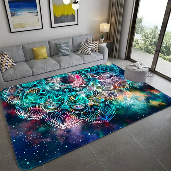 Colorful Boho Mandala Floral Carpet Area Rug for Living Room Bedroom and Hallway Decor