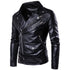 Men's Slim Fit Motorcycle Bomber Leather Jacket with Turn Down Collar and Zipper Pockets for Autumn and Winter Styling