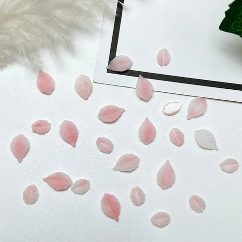 50pcs 3D Kawaii Colorful Leaf Nail Art Charms - Mixed Resin Nail Decorations and Acrylic Rhinestones for DIY Manicure Accessories and Press-On Nails