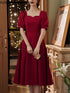 Elegant Red Midi Dress Women Summer Vintage Evening Party Dress Casual Fashion Formal Occasions One Piece Dress