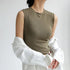 Women's Casual Cotton Sleeveless Camisole Vest with Round Neck, Side Cleavage Coverage, and Comfortable Stretch for Spring/Summer Fashion
