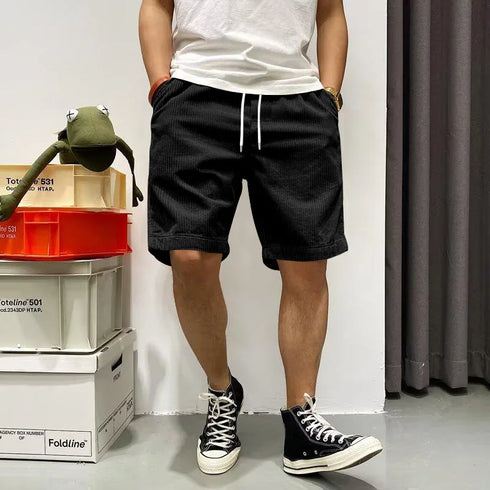 Trendy Retro Corduroy Men's Casual Work Shorts for Summer