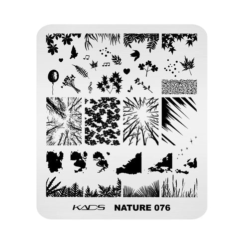 Nature-Inspired Nail Art Stamping Plate - Stainless Steel DIY Manicure Tool with Leaf and Umbrella Patterns for Stunning Nail Designs