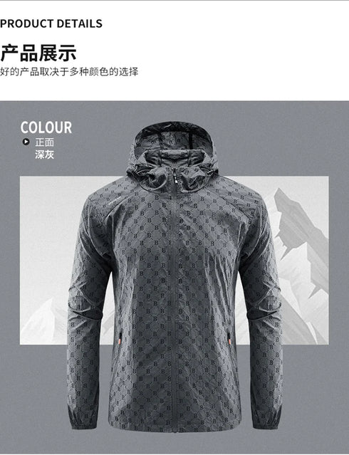 Men's Lightweight Summer Cycling Jacket - UV Protection Windbreaker for Mountain Hiking, Fishing, and Casual Sports with Quick Drying Hooded Design