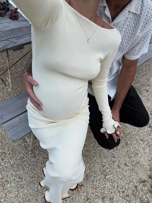 Women's Knit Mini Dress Ruffled Autumn High Waist Elegant Slim Party Dress Patchwork Knitwear