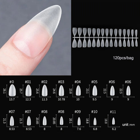 120pcs Matte Press On Nail Tips - Soft Full Cover Oval Almond Fake Nails for Spooky Season and Autumn Glam
