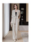 Elegant Women's Casual Blazers Coat and Wide Leg Pants Set - Professional Two Piece Suit for Autumn Style and Comfort