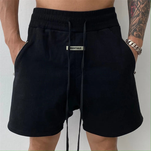 Men's Shorts High Street Retro Casual Fashion Cotton Double Zipper Five Point Pants Summer Sports Fitness Loose Shorts