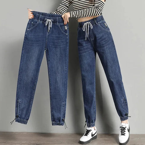 High Waist Denim Harlan Pants for Women Casual Ankle Length