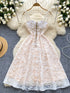 Women Sexy Hollow Out Party Club Embroidery Dress Evening Strap Splicing Vestidos