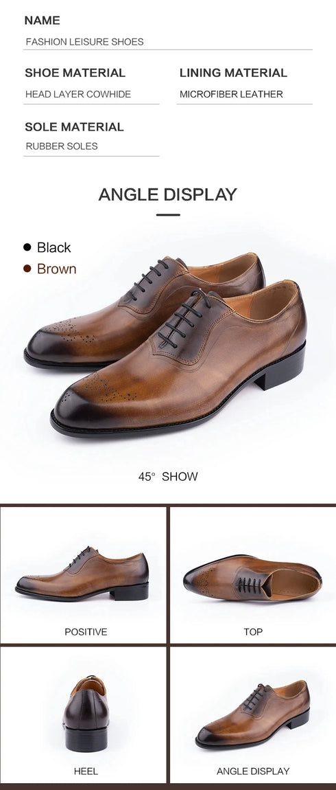 Classic Men's Oxfords Genuine Leather Shoes for Wedding Party Office and Business Suits