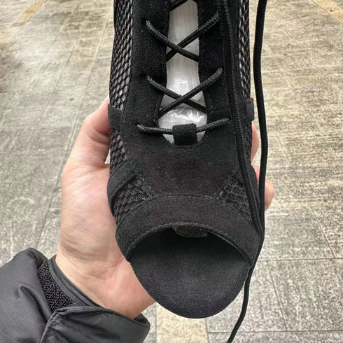 Sexy High Heels Hollow Mesh Sandals for Summer Fashion Comfort Peep Toe Stilettos Jazz Dance Female Shoes Plus Size