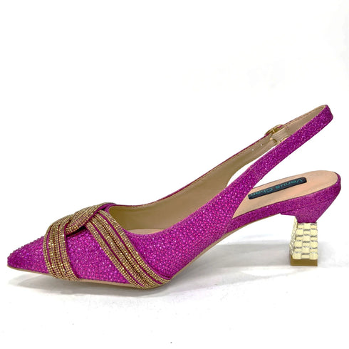 Italian Design Texture Shoes And Bags Rhinestones High Heels