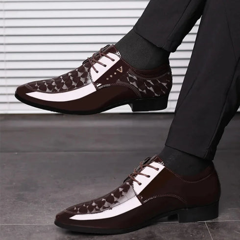 Italian Dress Shoes for Men Lace Up Point Toe Oxfords for Business Casual and Wedding Events