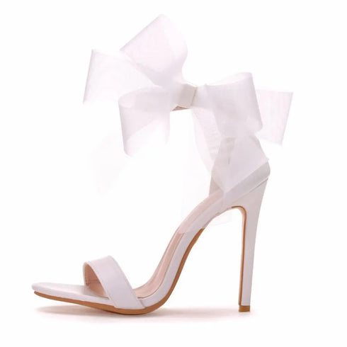 Elegant Women's Sandals with Pointed Toe and Butterfly Knot for Wedding and Office Wear