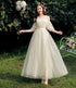 Bridesmaid Dress Elegant Tulle Ankle Length Gown With Elastic Waistband And Appliques Bridesmaid Dresses