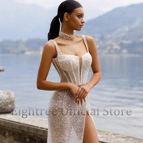 Elegant Mermaid Wedding Dresses Sexy Sweetheart High Split Gown