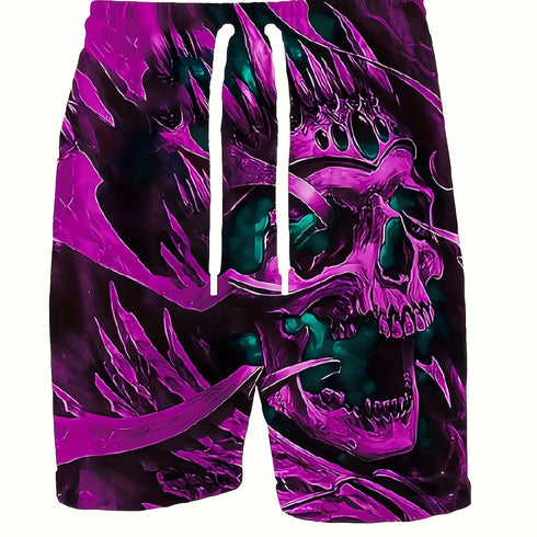 Men's Skull 3D Pattern Comfy Shorts for Summer Beach Sports