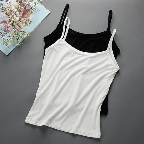 Stylish Women's Solid Color Sleeveless Sling Camisoles & Crop Tops - Slimming Vests for Comfortable Layering and Everyday Wear