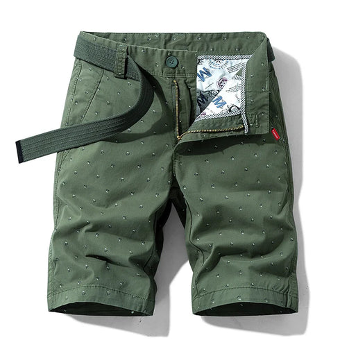 Summer Men Cotton Print Cargo Shorts Casual Breeches Jogger Pants