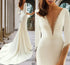 Flavinke Customized Sexy Women's Mermaid Wedding Dresses V-Neck Backless Long Sleeve Bridal Dress