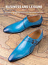 Elegant Handmade Leather Monk Loafer Shoes for Men - Breathable Formal Dress Footwear with Pointed Toe Design, Ideal for Daily Wear and Special Occasions