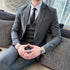 ( Jacket + Vest + Pants ) Prom Groom Tuxedos Male Wedding Suits 3Pcs Set Men's Striped Casual Business Suit