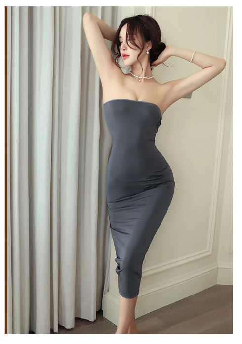 Summer Ice Silk Open Back Dress For Formal Occasions