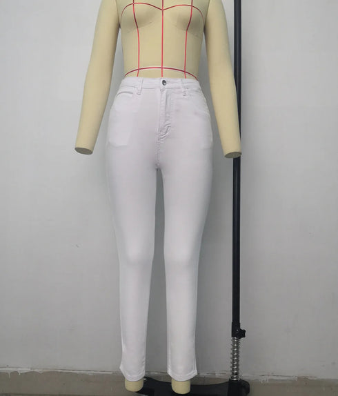 Casual Slim Fit High Waist Elastic Denim Pencil Pants for Women - Perfect for Fall Outfits with Jeans in All Seasons, S-3XL Sizes Available