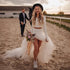 Customized Two-Piece Bohemian Jersey Wedding Dress Casual Bridal Dress