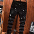 Retro Ripped Black Stretch Jeans Men's Casual Comfort Pants