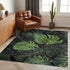Tropical Dark Green Leaves Pattern Living Room Area Rug Washable Indoor Floor Mat Decor