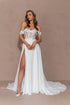 Customized Off Shoulder A-line Lace Illusion Bride Gown Wedding Dresses for Women